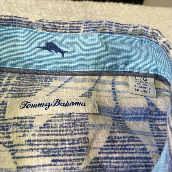 Tommy Bahama Shirt Mens Large Floral Linen Blend Reverse Print Button Up - Picture 6 of 13